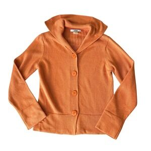Acorn Womens Silk Angora Blend Shawl Collar Button Front Cardigan Orange M Fall